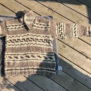 Vintage cowichan style wool sweater - unisex